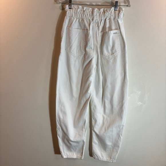 ZARA Sz 4 Paperbag Waist Baggy Leg Denim No Fabric Tag High Rise Jeans Pants - Picture 8 of 12